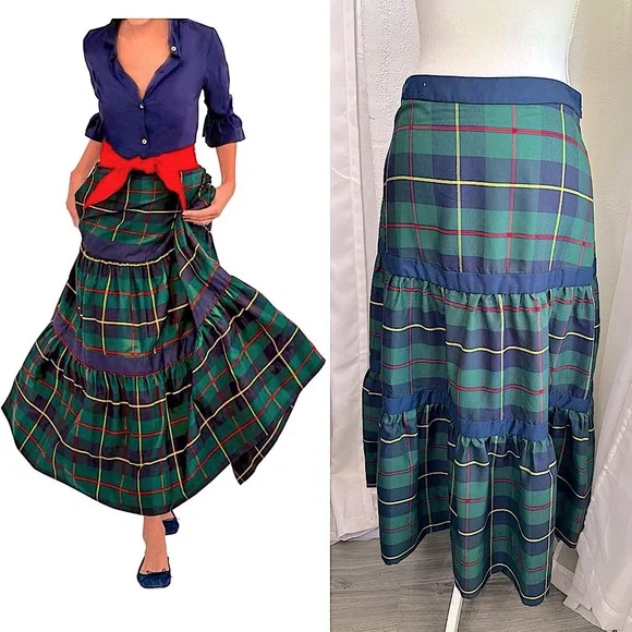 NEW ✨ GRETCHEN SCOTT ipanema skirt in green plaid size XS - Picture 1 of 11